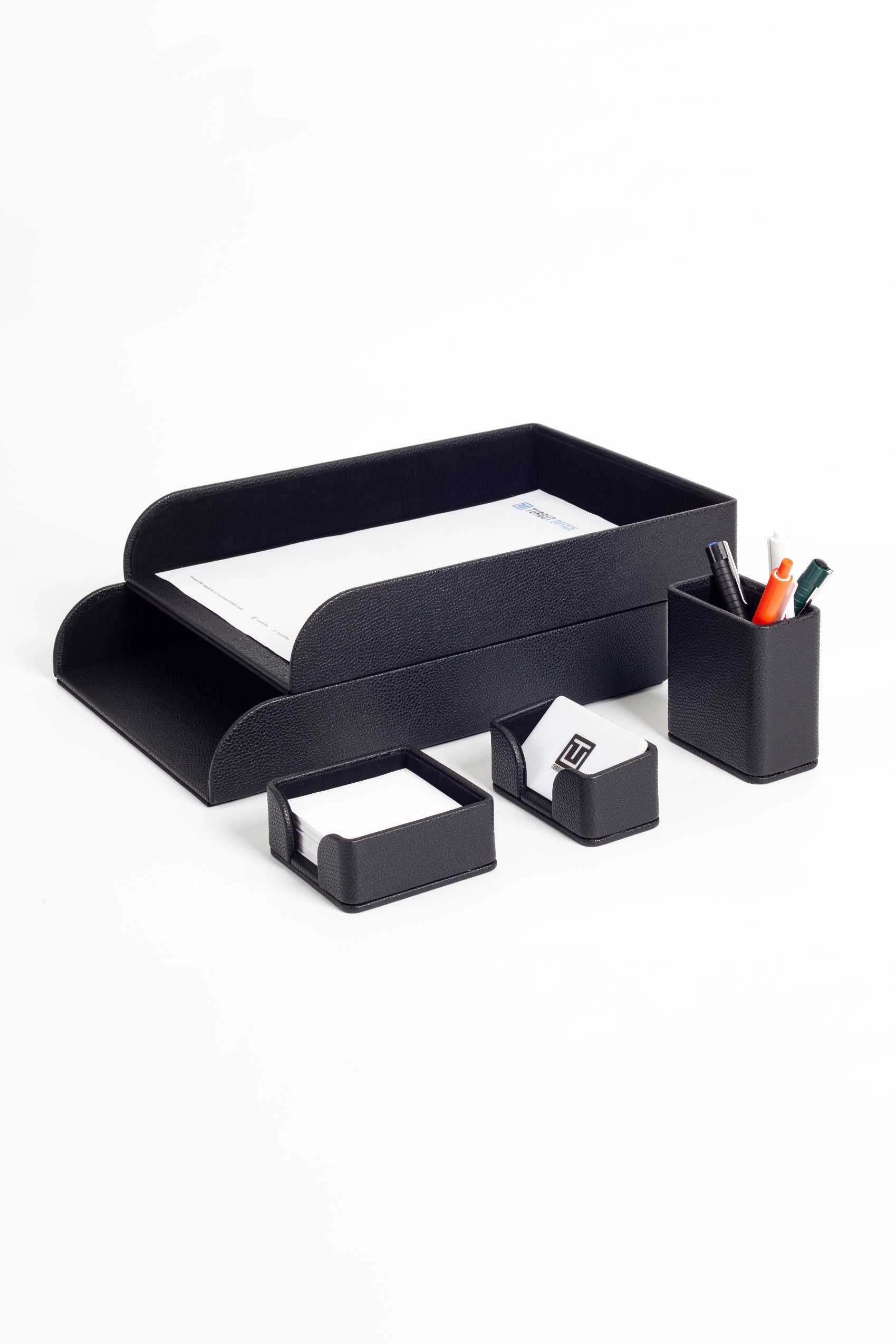Felix Leather Desktop Set 5 Pieces Black