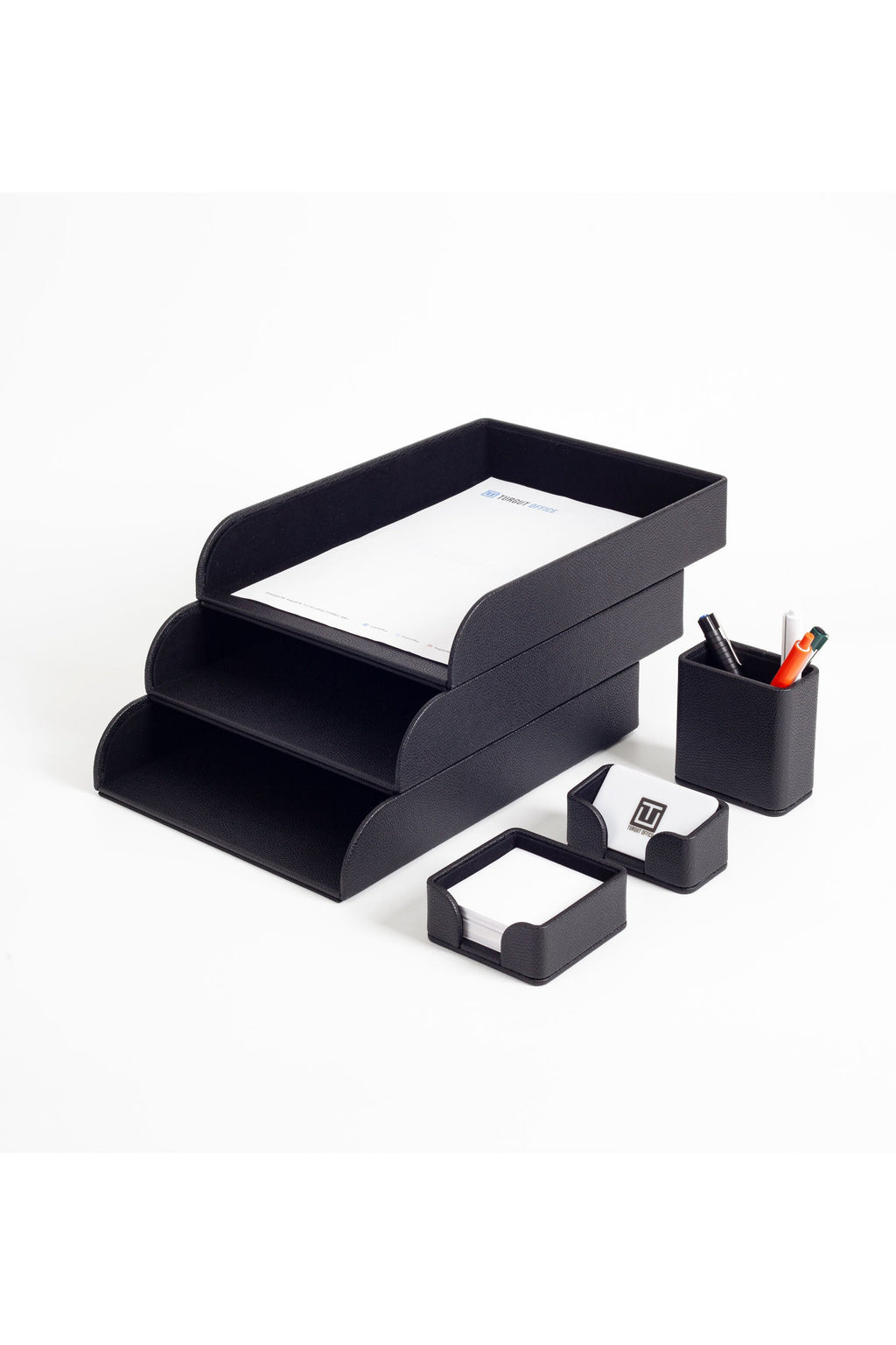 Felix Leather Desktop Set 6 Pieces Black