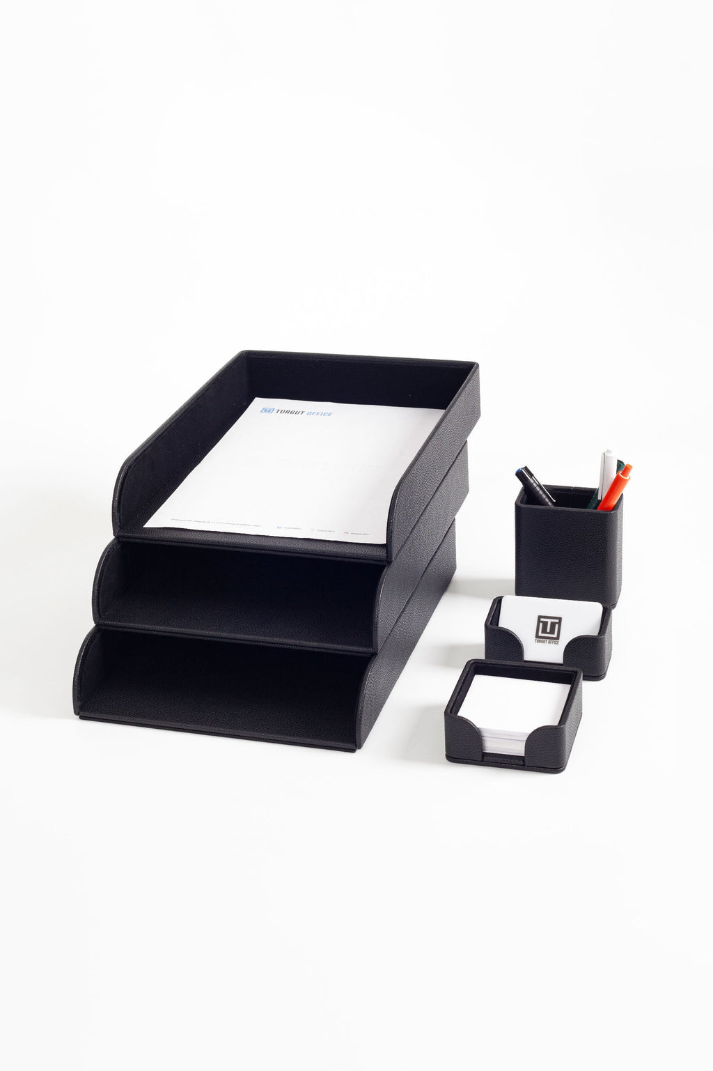Felix Leather Desktop Set 6 Pieces Black