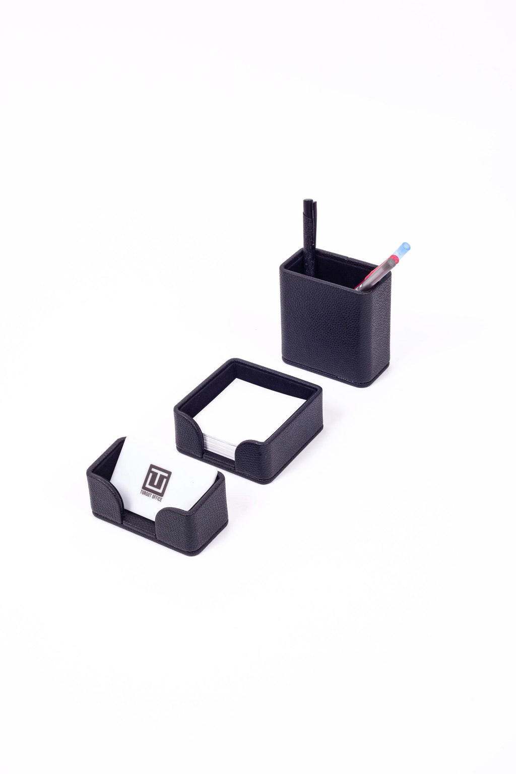 Felix Leather Desktop Set Black 3 Pieces