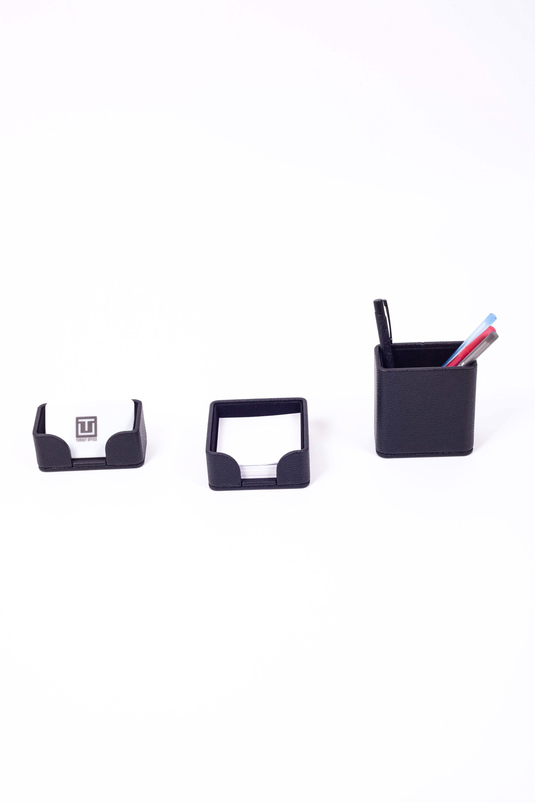 Felix Leather Desktop Set Black 3 Pieces