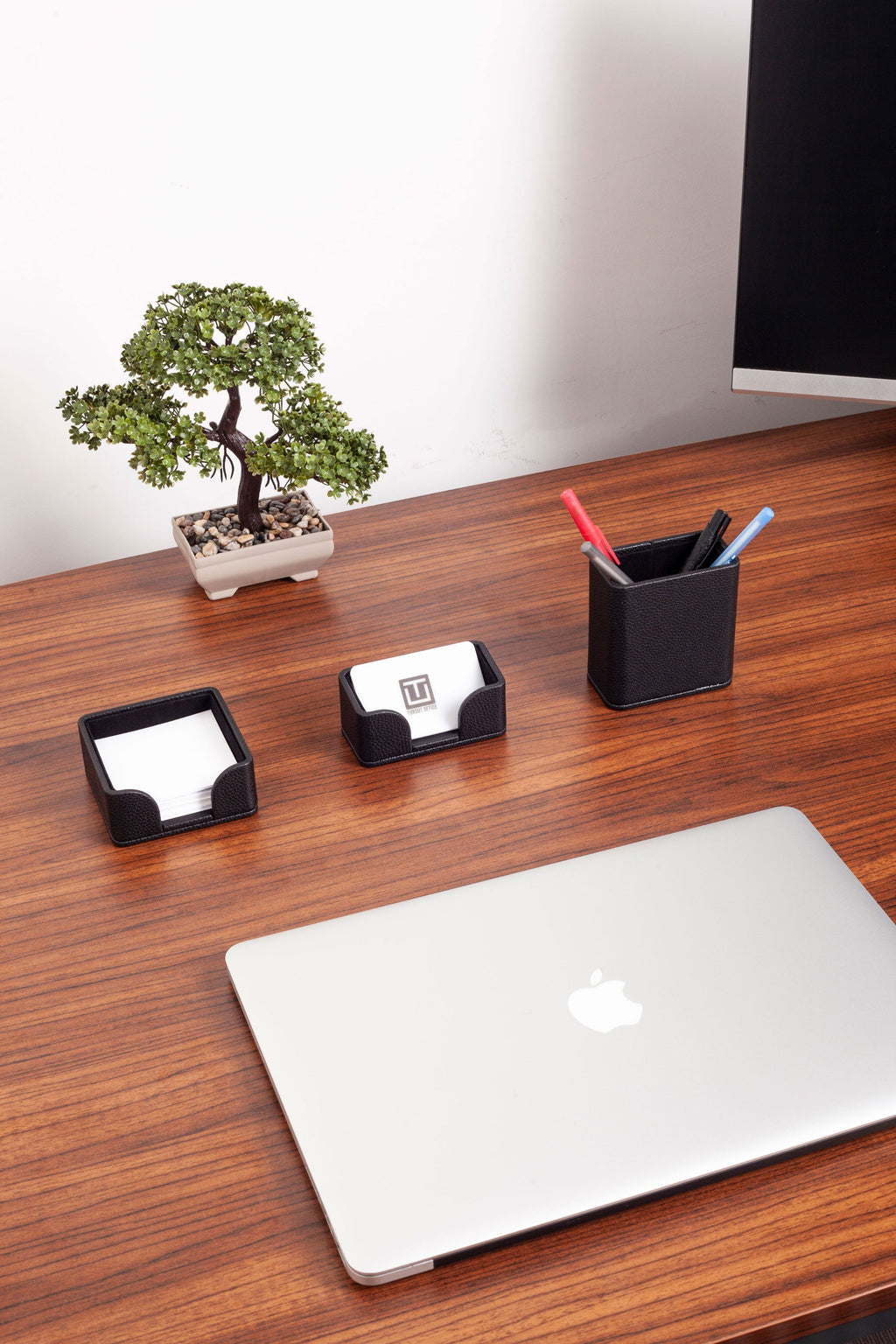 Felix Leather Desktop Set Black 3 Pieces