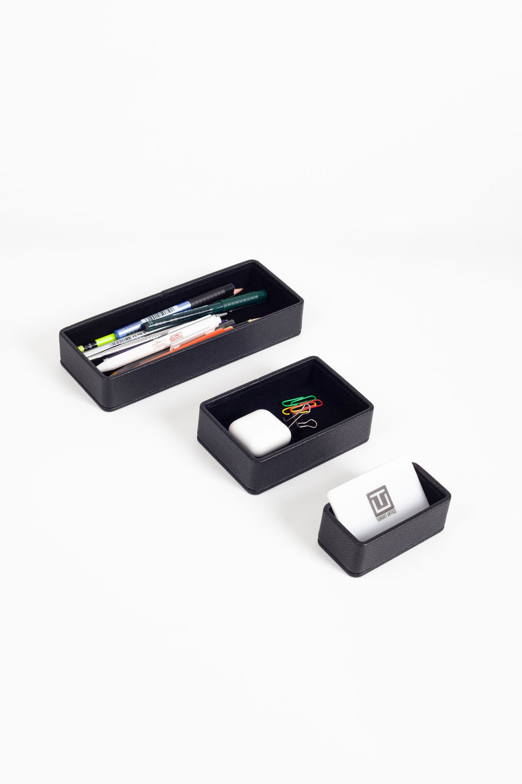 Felix Desktop Leather Organizer Set 3 Pieces Black