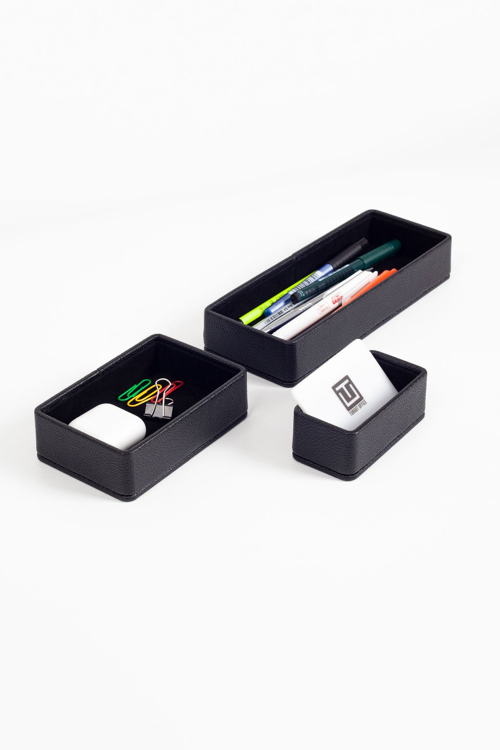 Felix Desktop Leather Organizer Set 3 Pieces Black