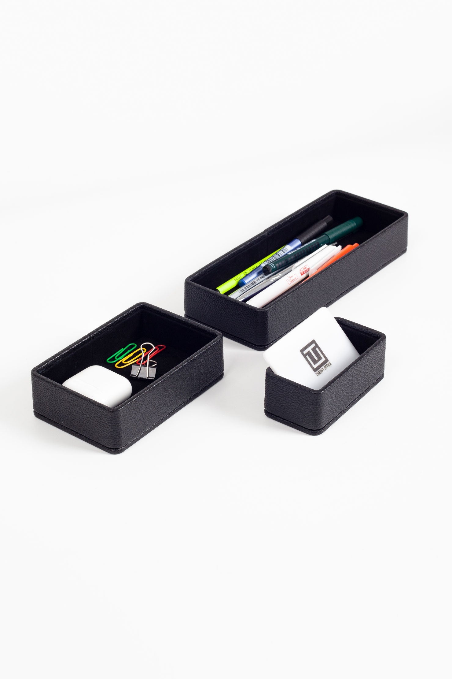 Felix Desktop Leather Organizer Set 3 Pieces Black