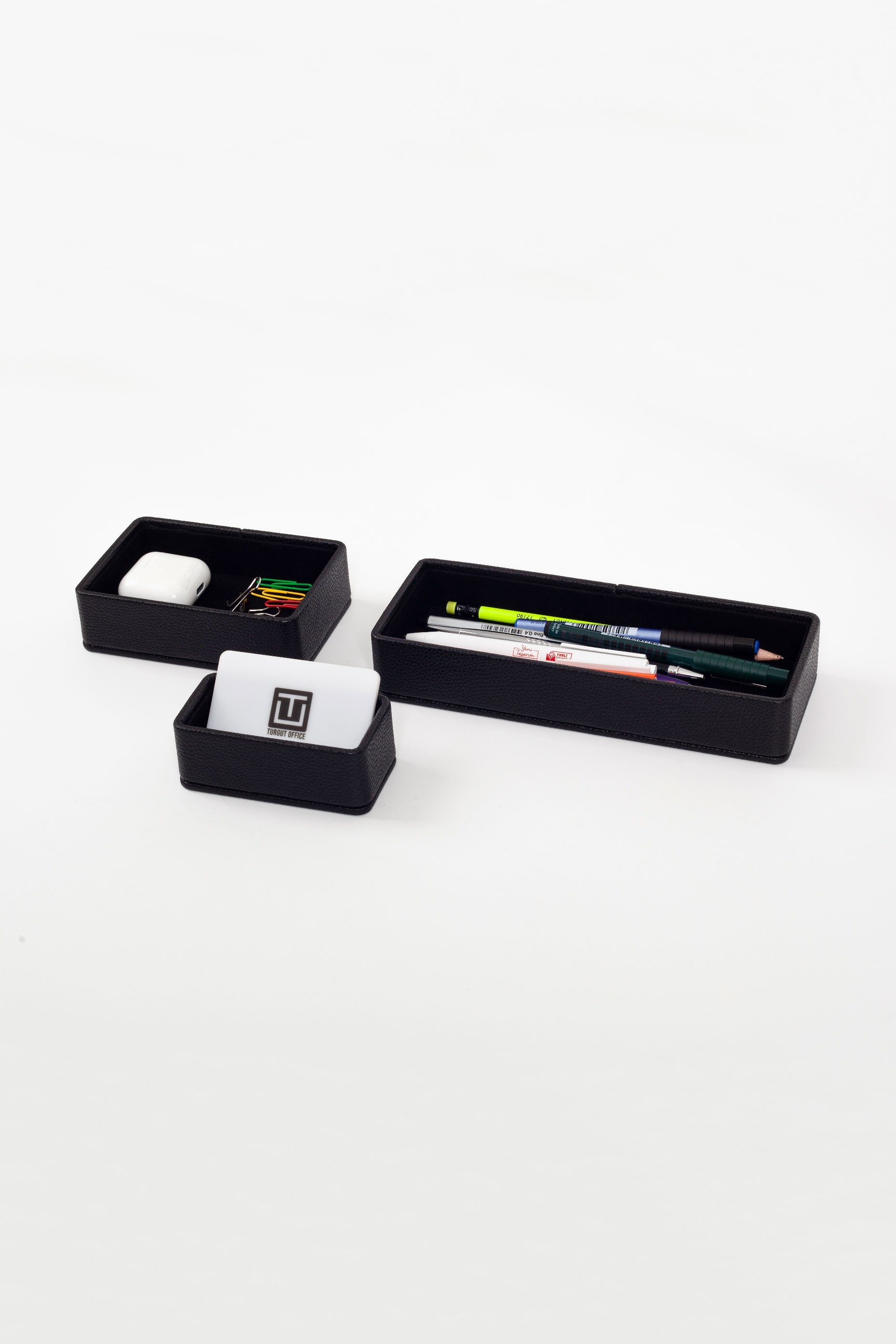 Felix Desktop Leather Organizer Set 3 Pieces Black