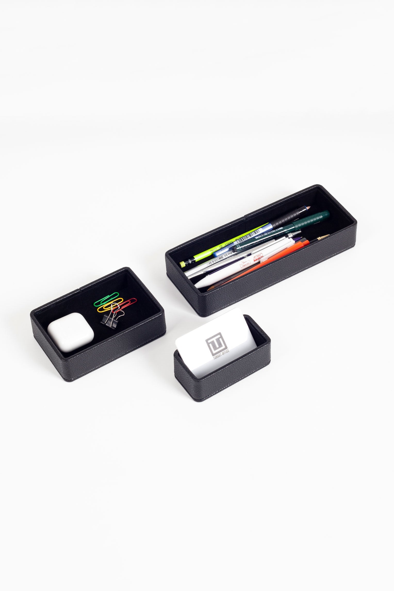 Felix Desktop Leather Organizer Set 3 Pieces Black