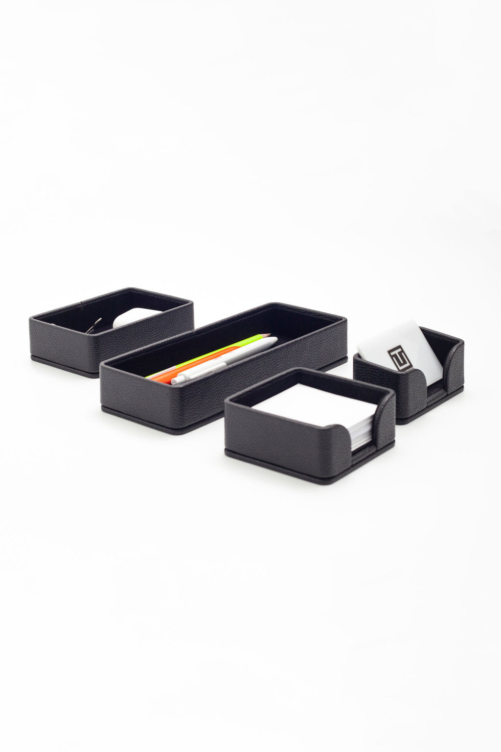 Felix Desktop Leather Organizer Set 4 Pieces Black