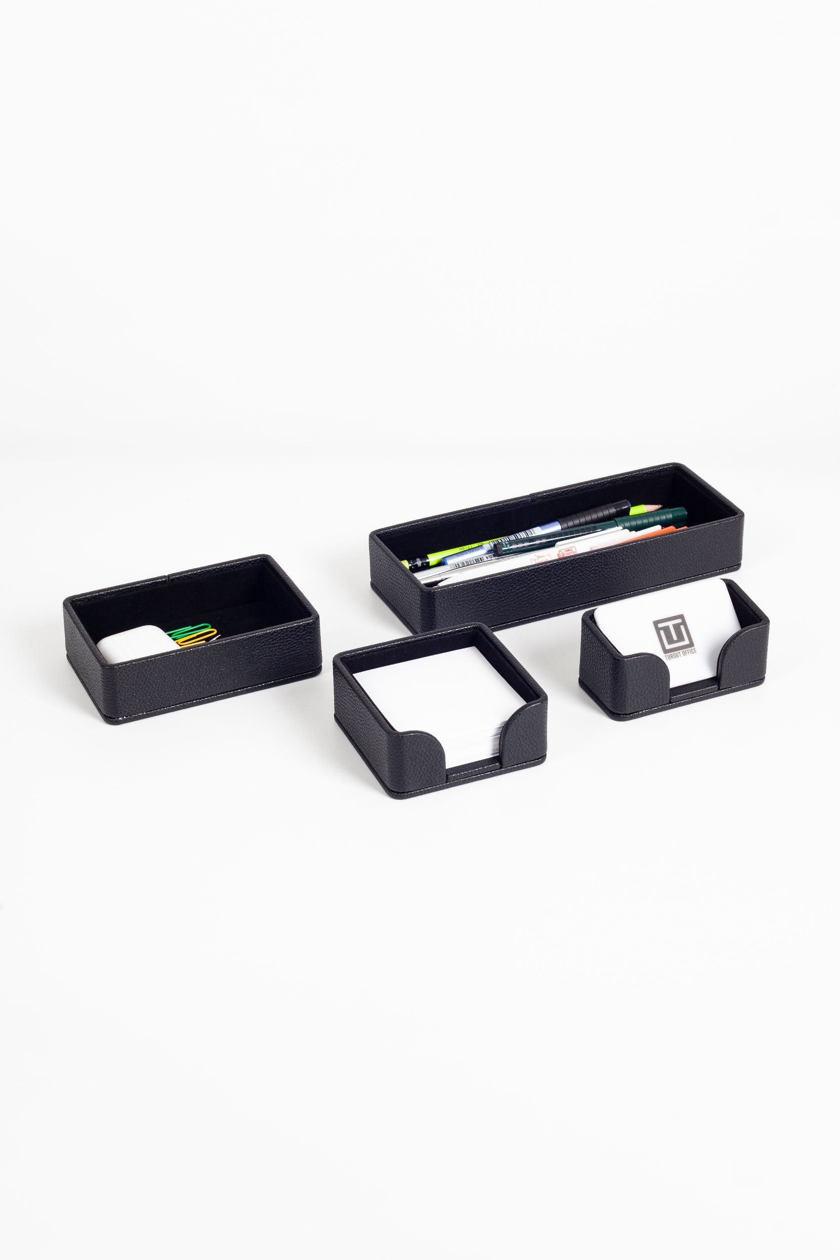 Felix Desktop Leather Organizer Set 4 Pieces Black