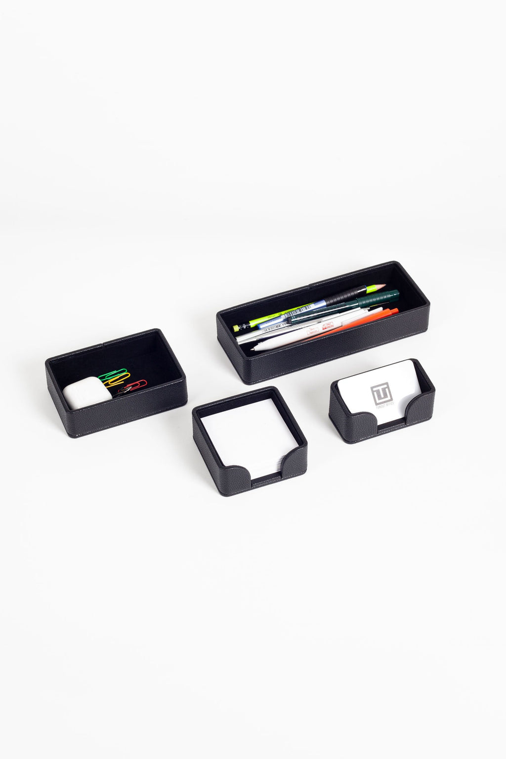 Felix Desktop Leather Organizer Set 4 Pieces Black