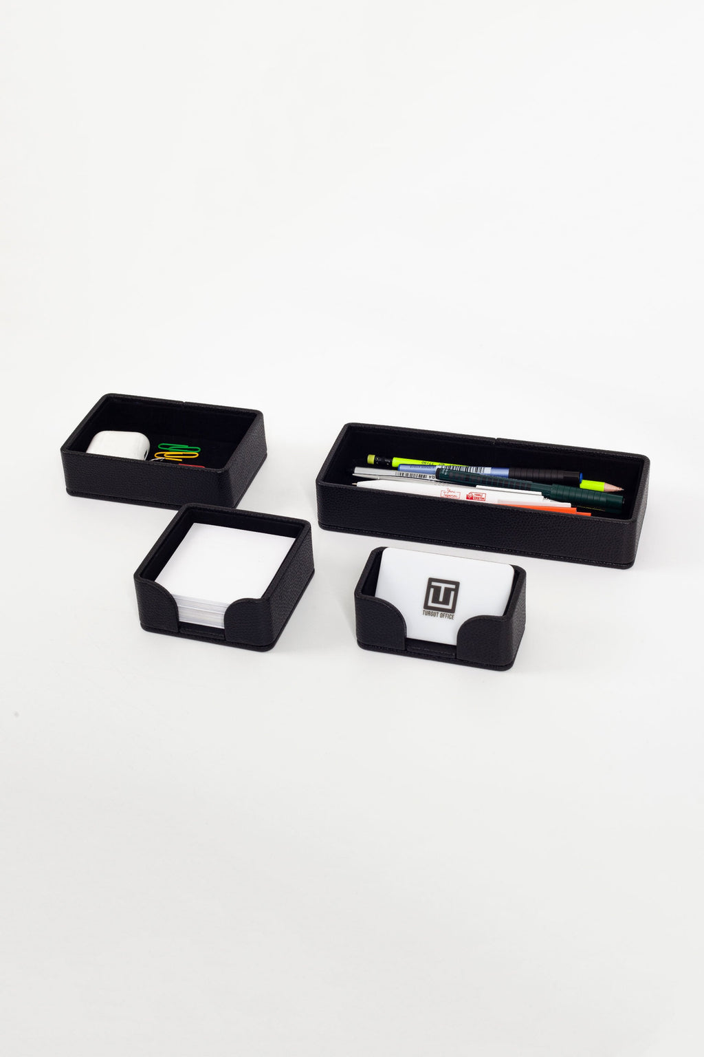 Felix Desktop Leather Organizer Set 4 Pieces Black