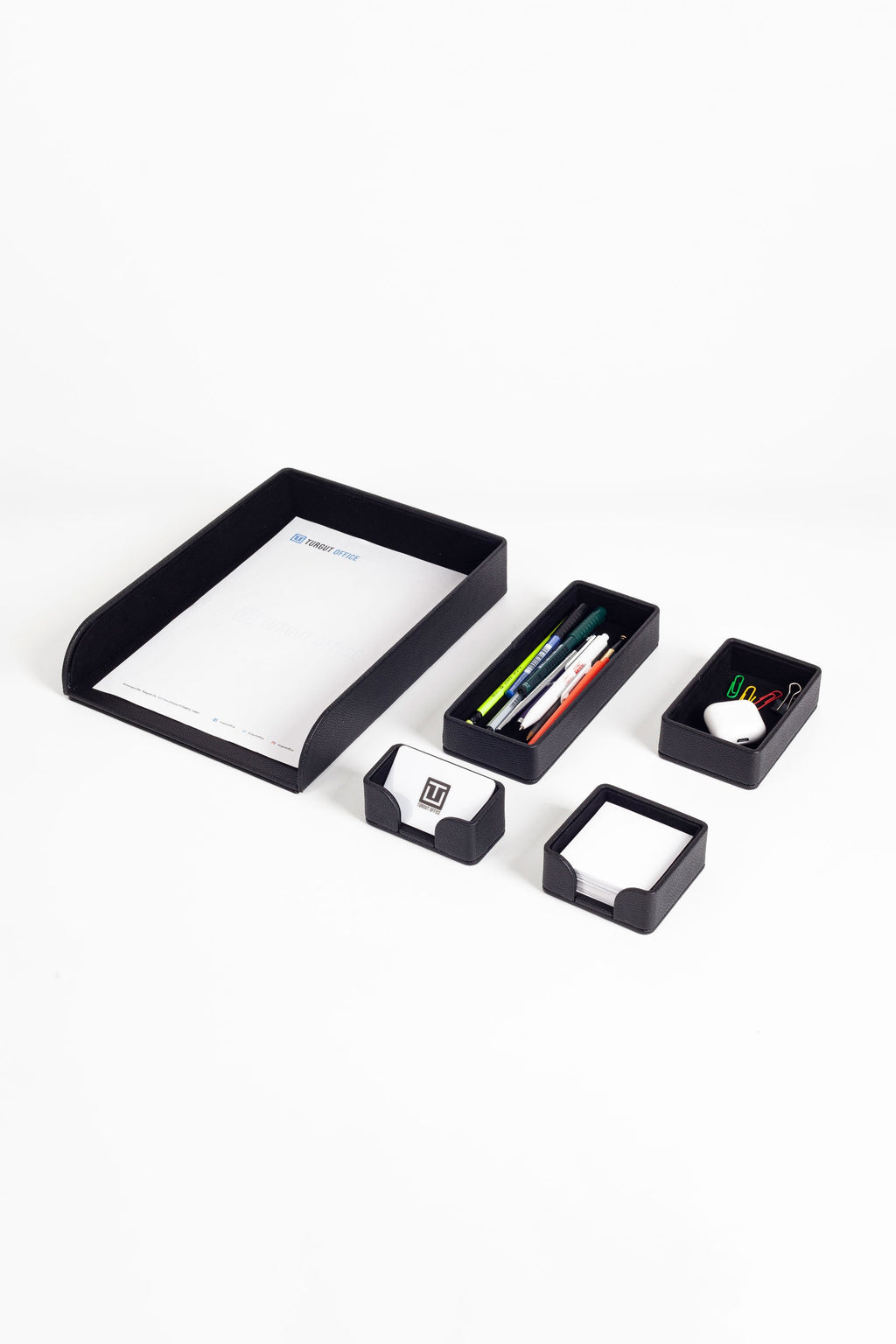 Felix Desktop Leather Organizer Set 5 Pieces Black