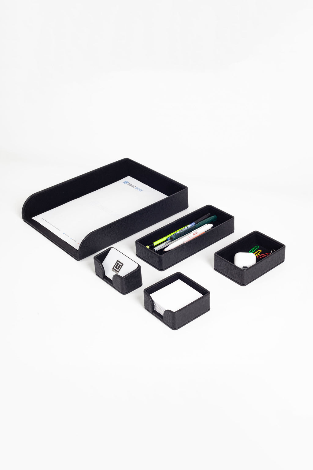 Felix Desktop Leather Organizer Set 5 Pieces Black