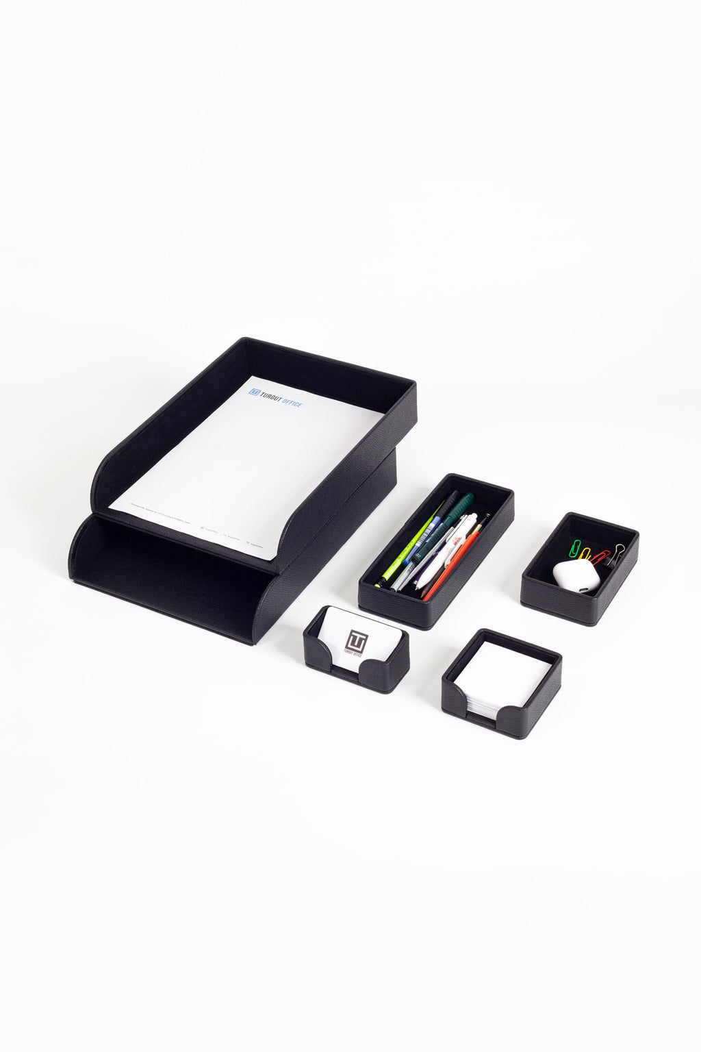 Felix Desktop Leather Organizer Set 6 Pieces Black