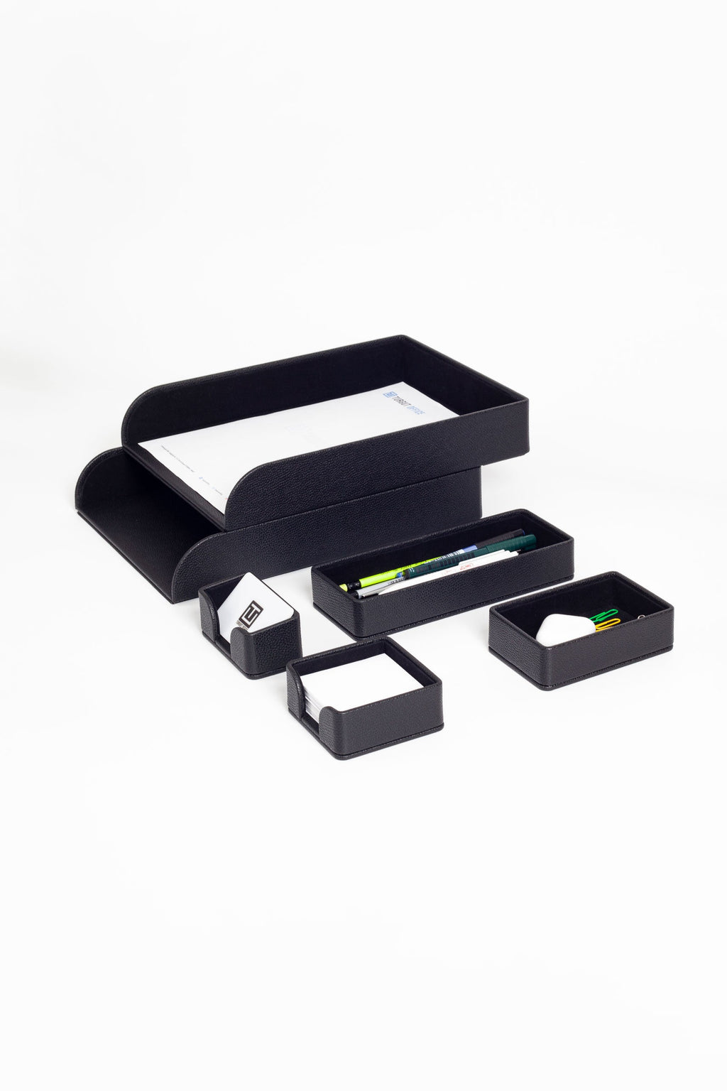 Felix Desktop Leather Organizer Set 6 Pieces Black