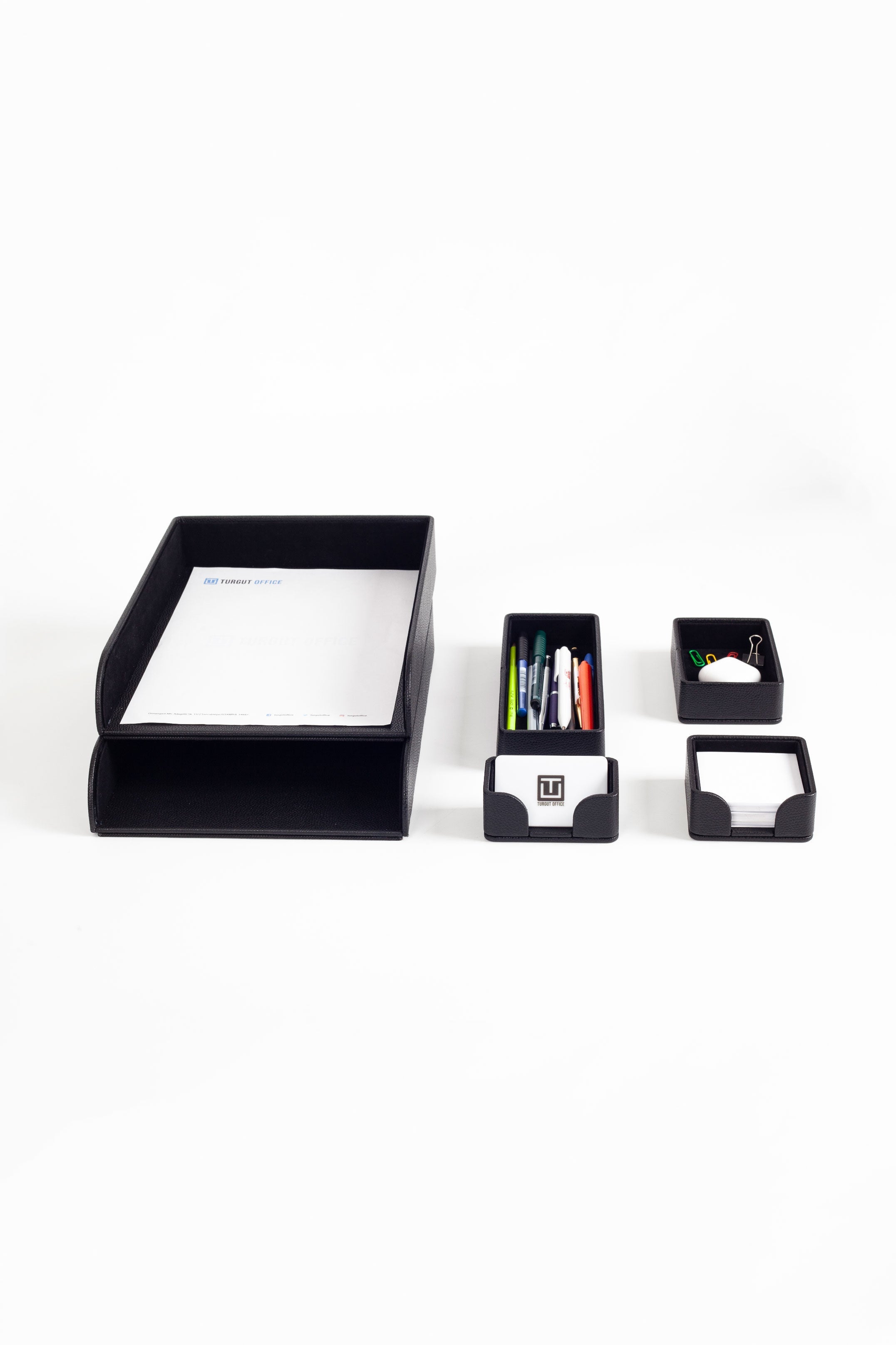 Felix Desktop Leather Organizer Set 6 Pieces Black