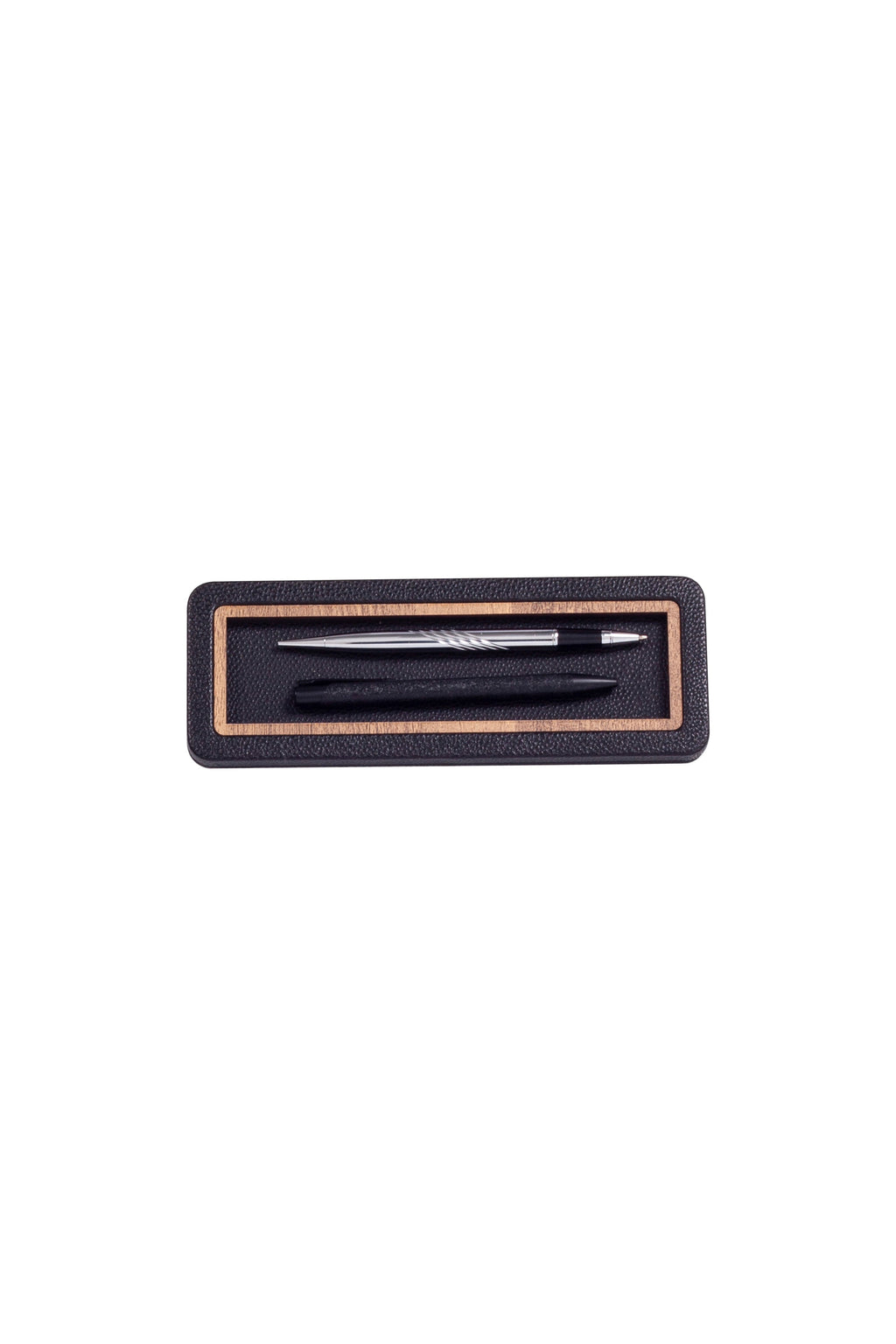 Desktop Leather Wood Detailed Horizontal Pen Holder