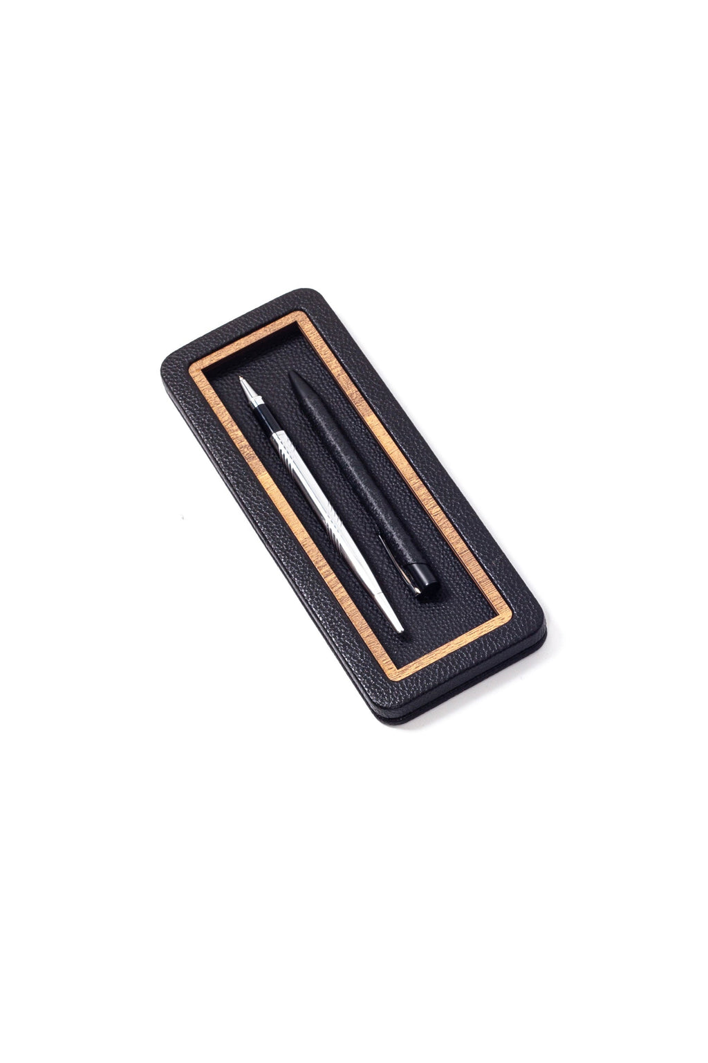 Desktop Leather Wood Detailed Horizontal Pen Holder