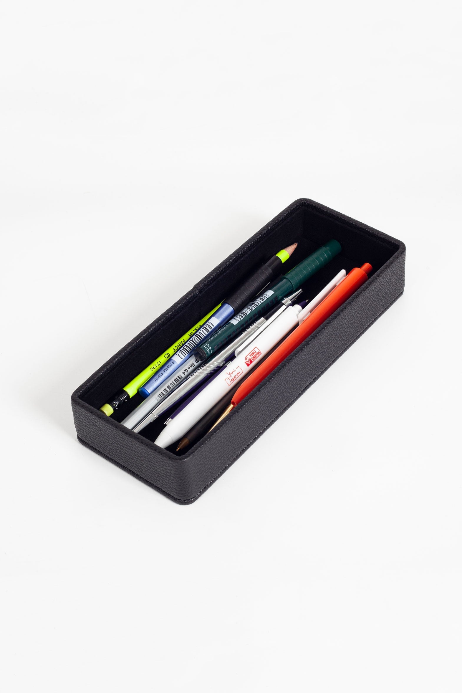 Felix Desktop Leather Horizontal Pencil Holder Black