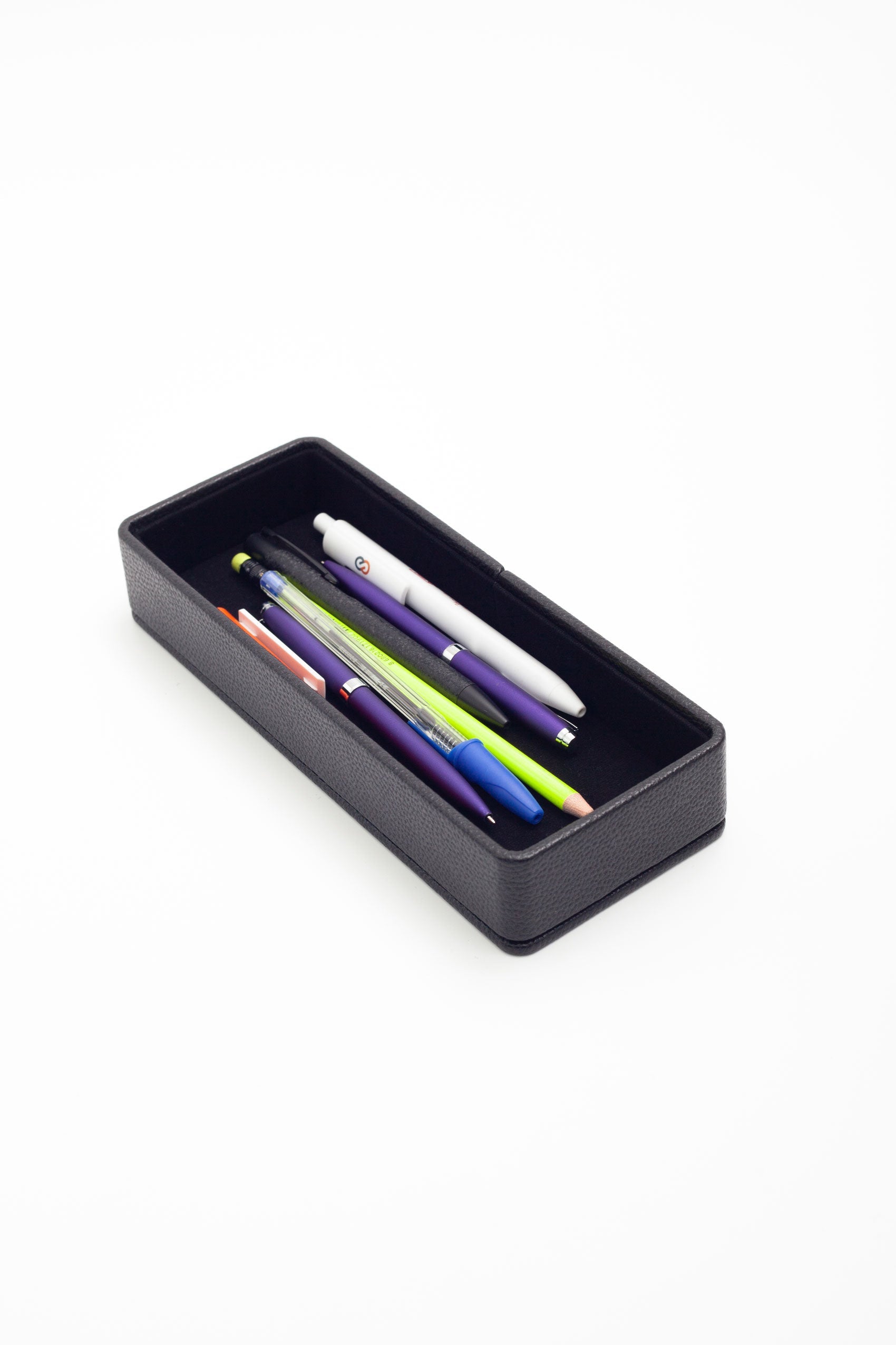 Felix Desktop Leather Horizontal Pencil Holder Black