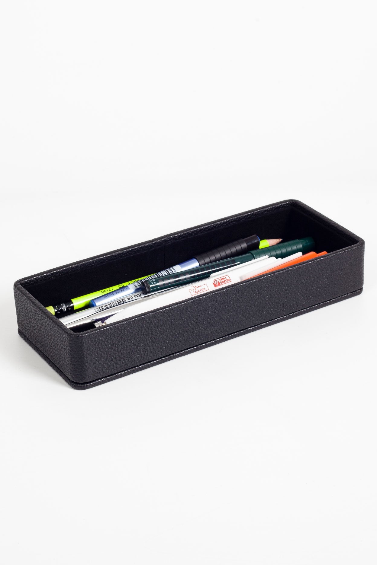 Felix Desktop Leather Horizontal Pencil Holder Black