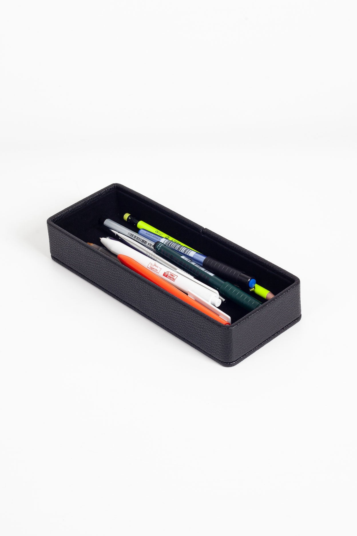Felix Desktop Leather Horizontal Pencil Holder Black