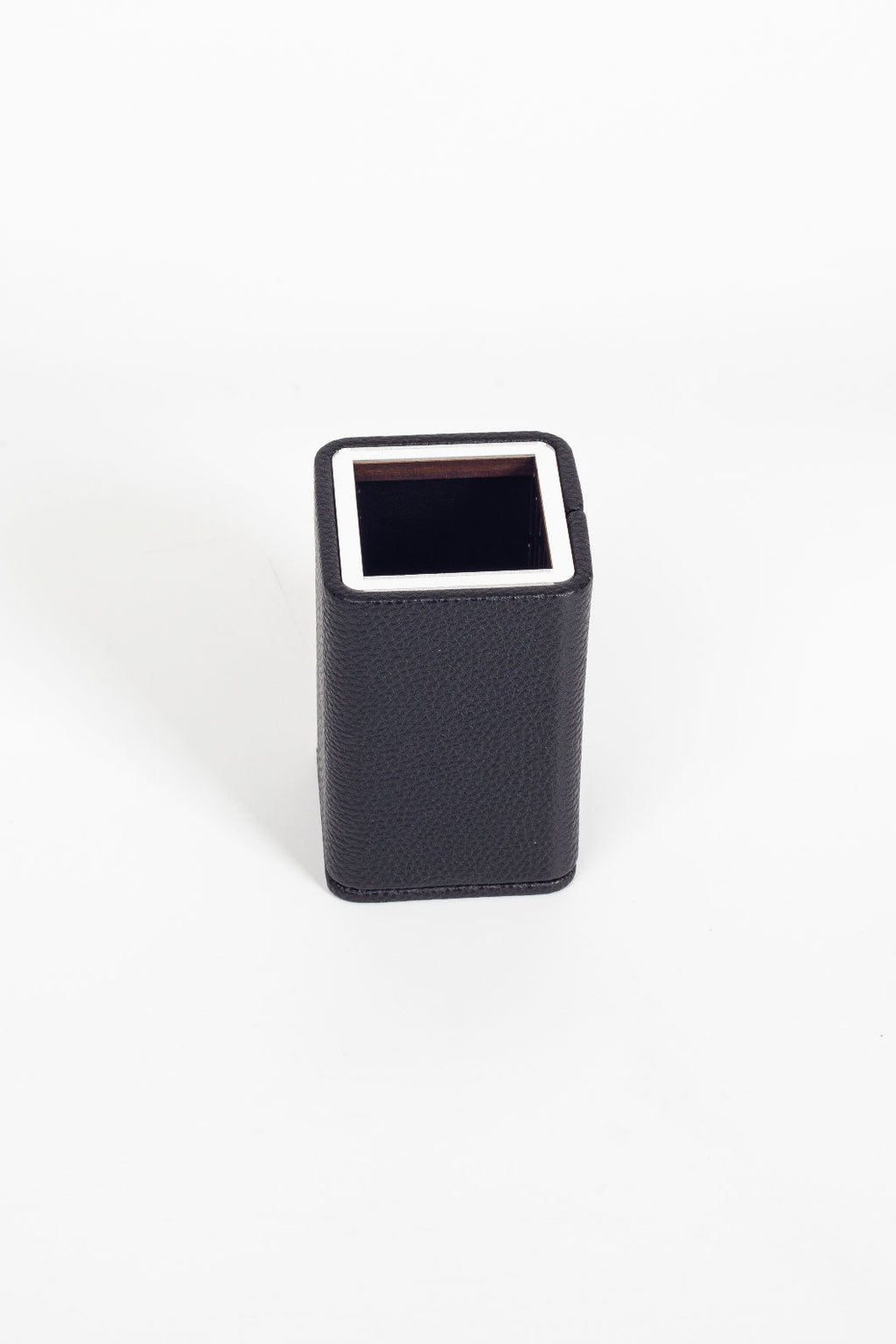 Desktop Small Chrome Detailed Pencil Holder Black