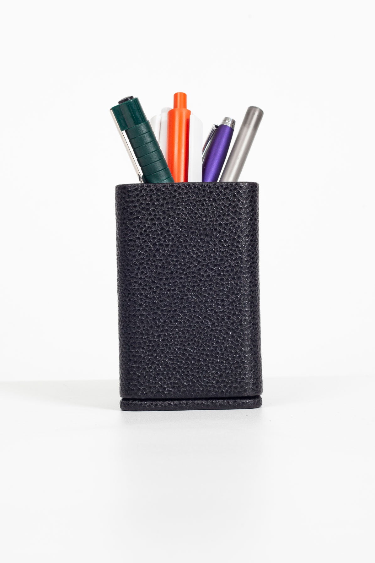 Desktop Small Chrome Detailed Pencil Holder Black