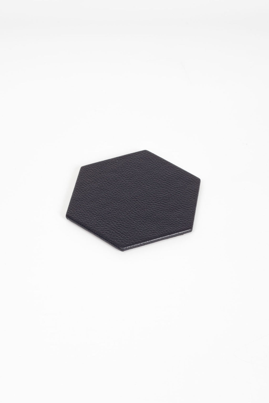 Leather Hexagonal Coaster Black 1 Piece