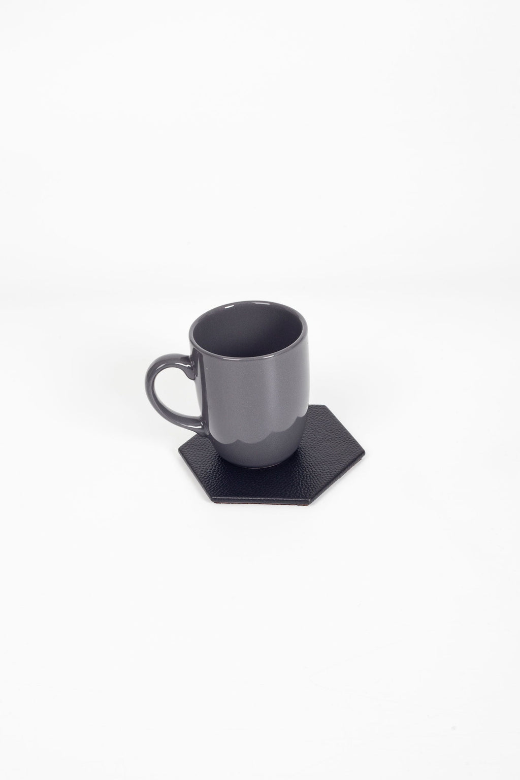 Leather Hexagonal Coaster Black 1 Piece