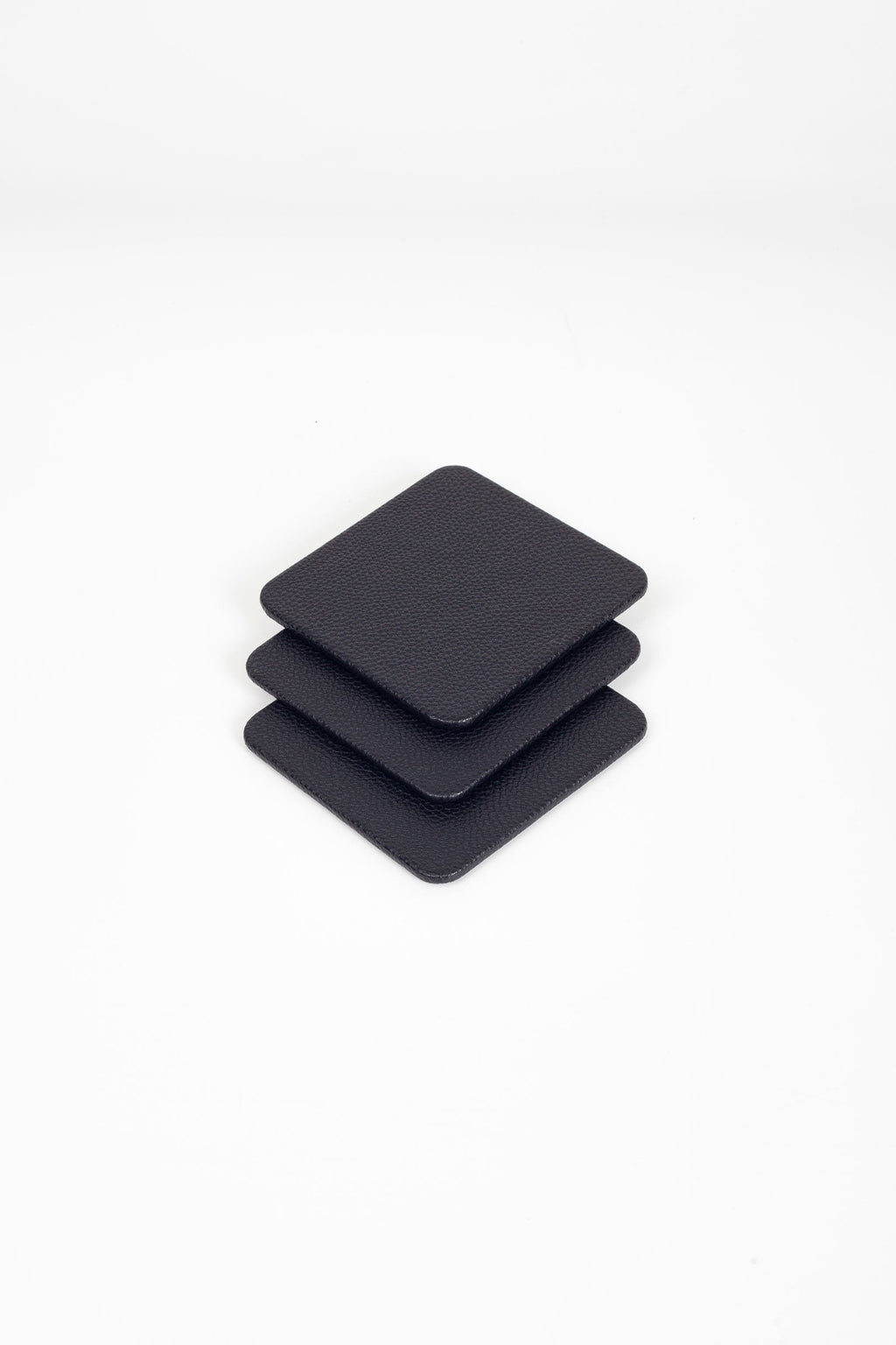 Leather Coaster Black 3 Pieces