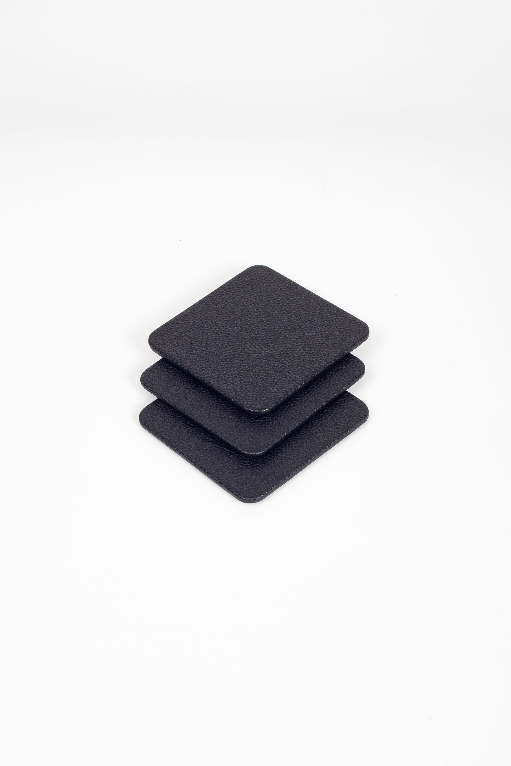 Leather Coaster Black 3 Pieces