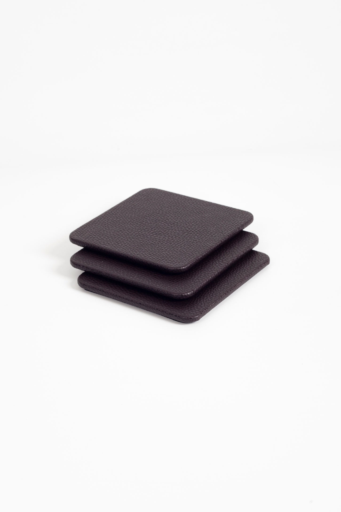 Leather Coaster Brown 3 Pieces