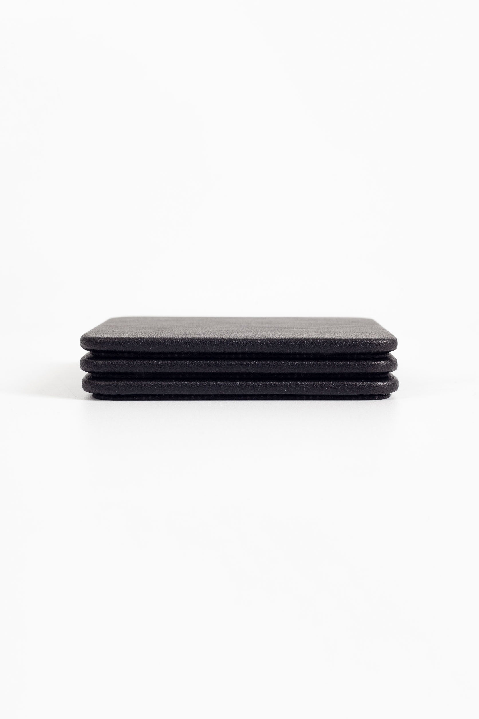 Leather Coaster Plain Black 3 Pieces