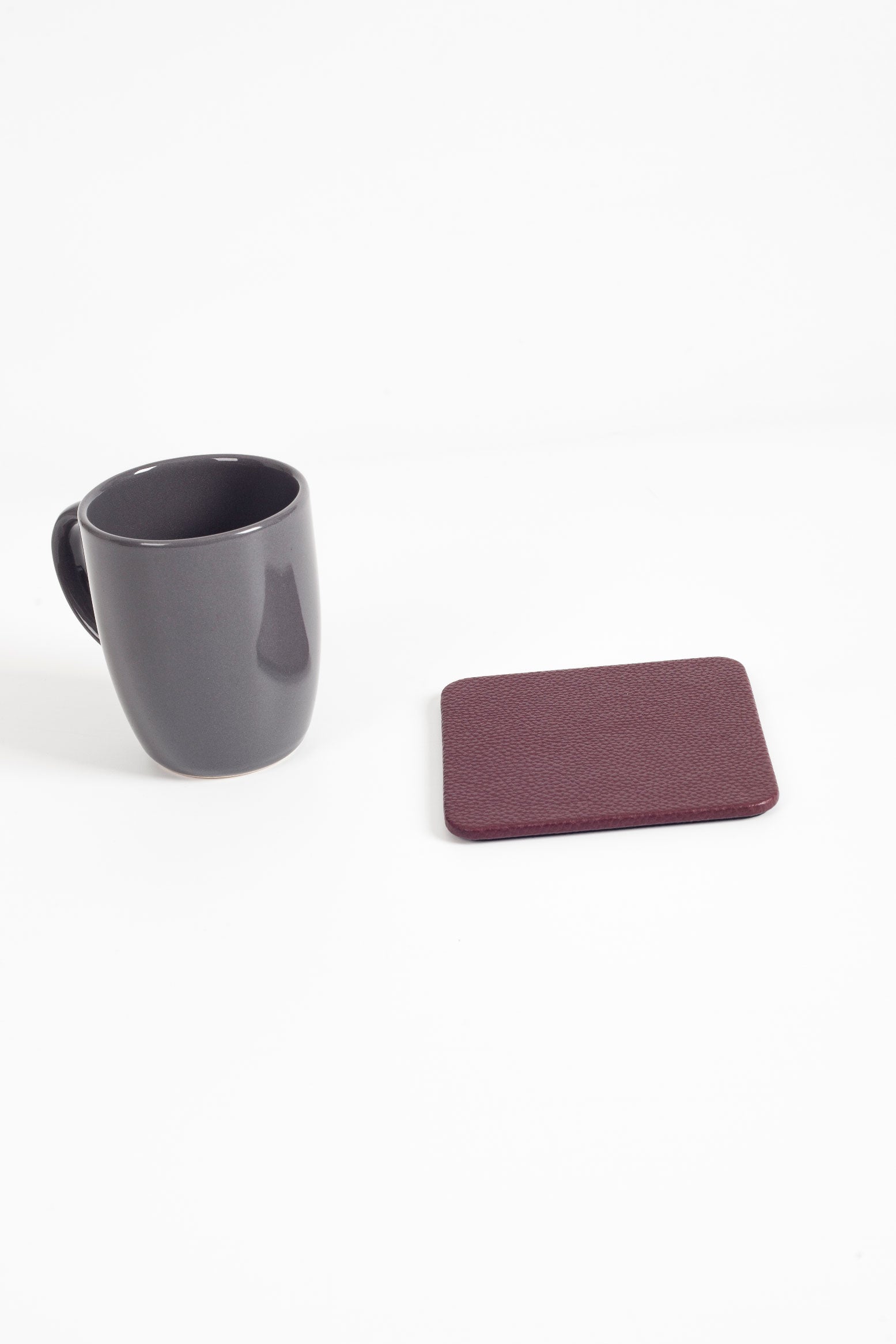 Leather Coaster Claret Red 3 pcs