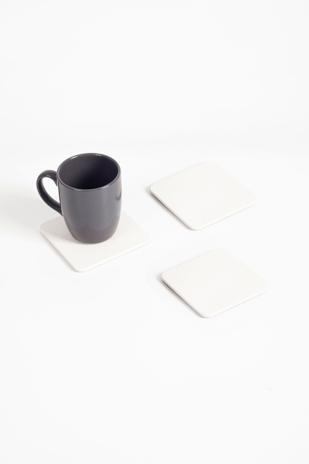 Leather Coaster White 3 Pieces