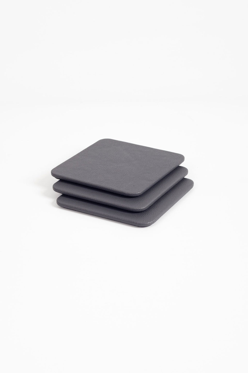 Leather Coaster Anthracite 3 Pieces