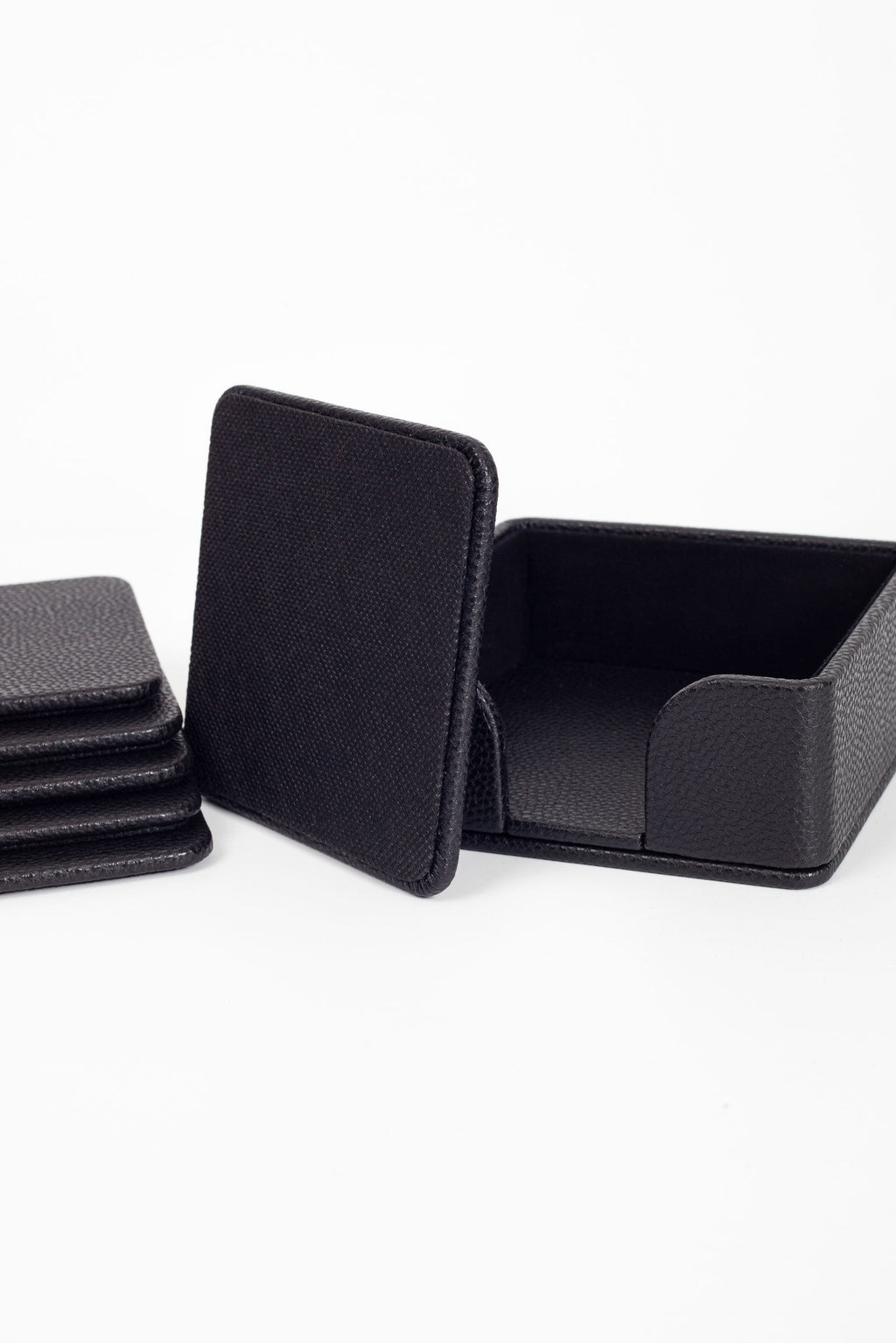 Leather Coaster Set Black