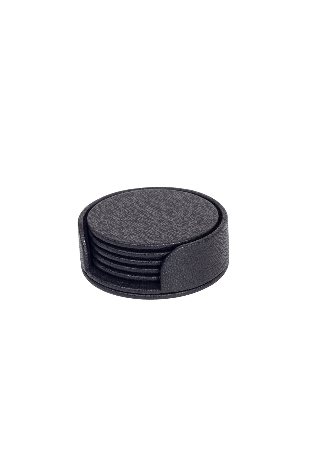 Leather Oval Coaster Set Black