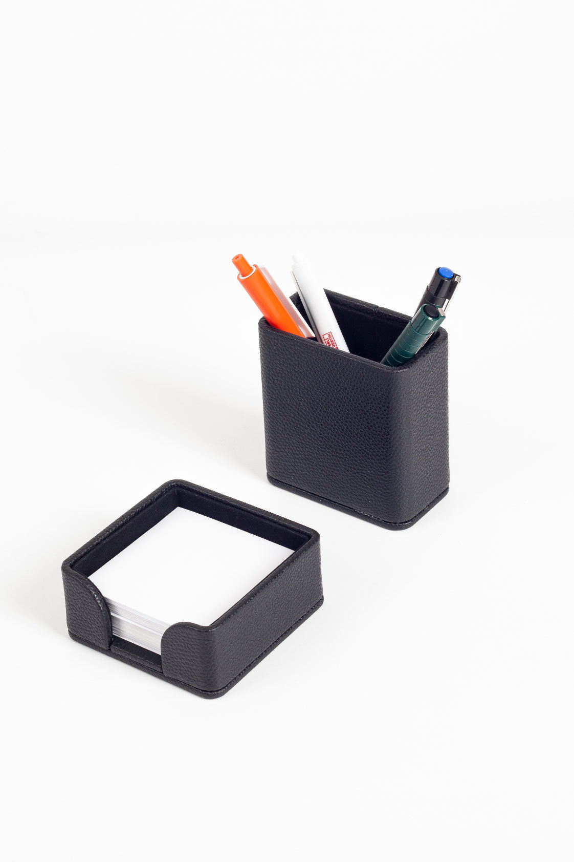 Felix Desktop Leather Pen Holder Set 2 Pieces Black