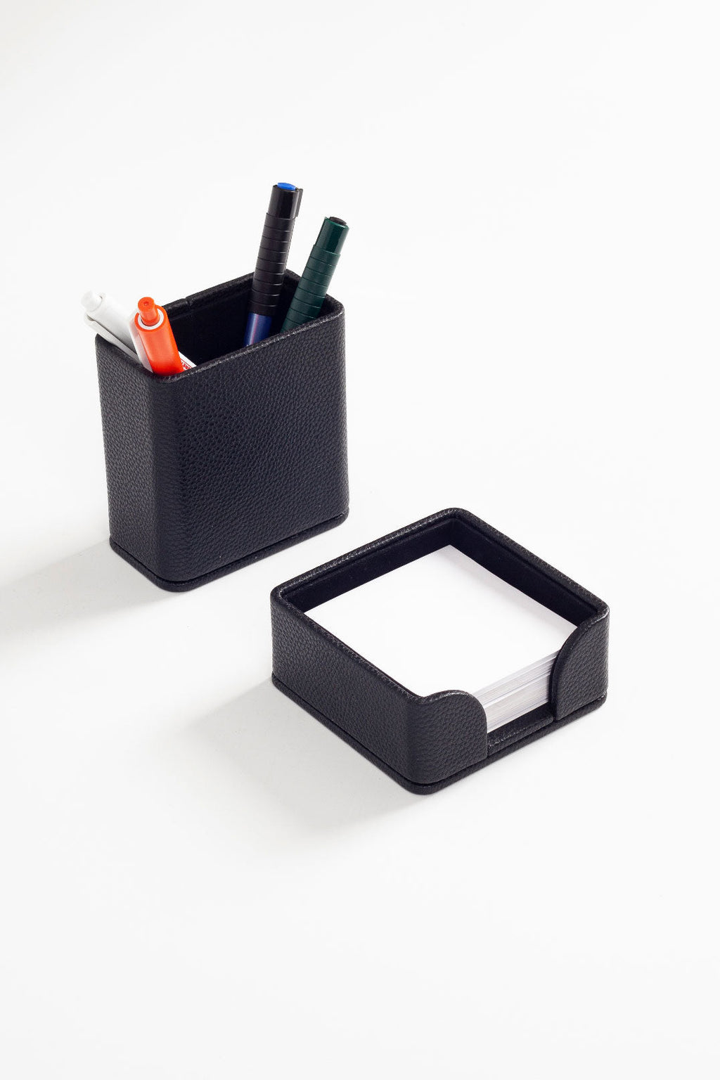 Felix Desktop Leather Pen Holder Set 2 Pieces Black