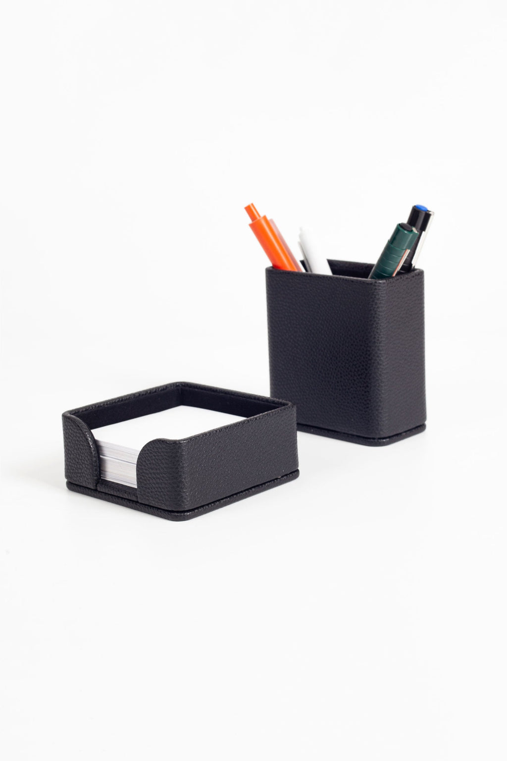 Felix Desktop Leather Pen Holder Set 2 Pieces Black