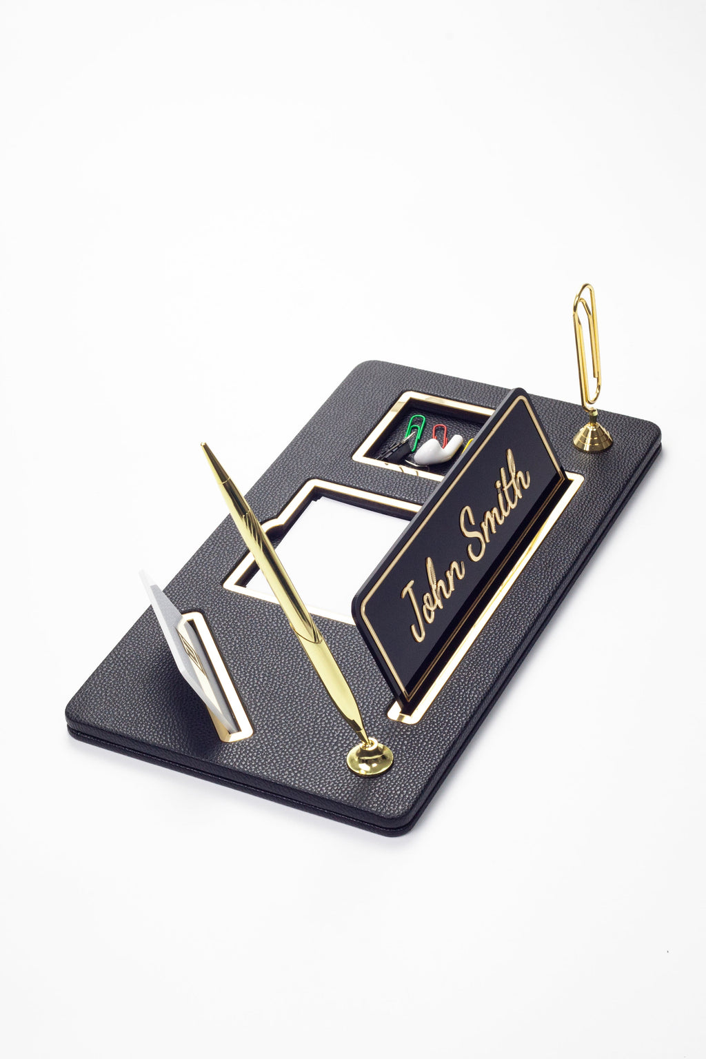 Organizer Leather Desk Nameplate Gold Detailed